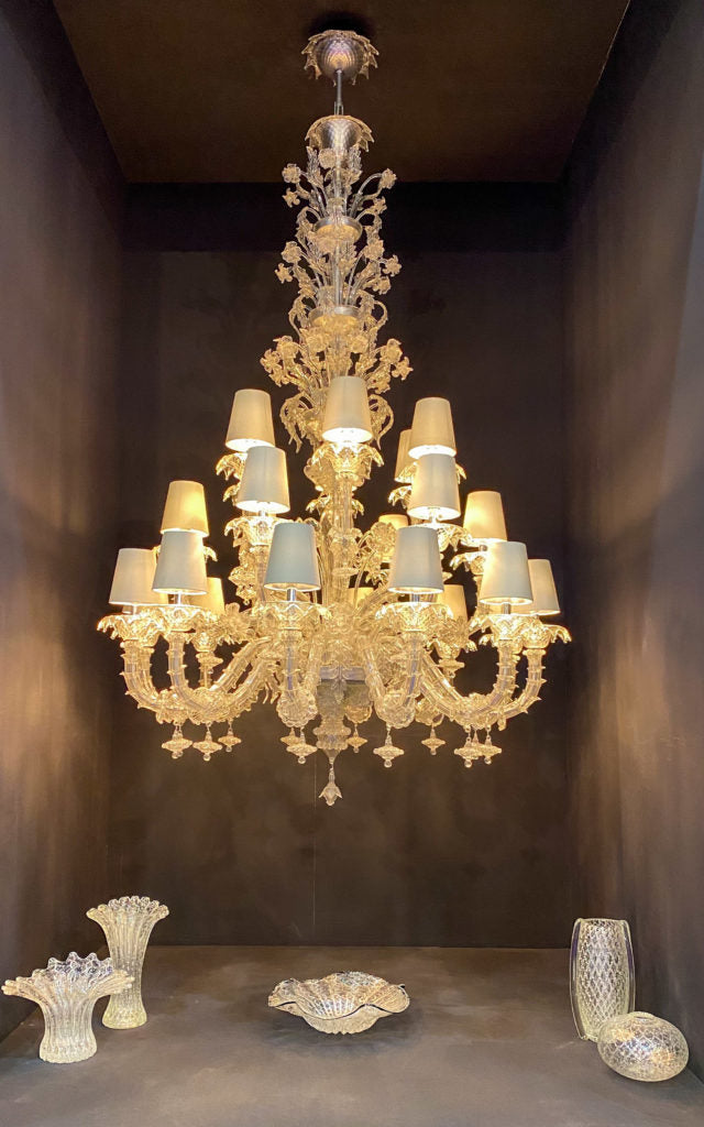 Luxury Crystal and Metal Flower Chandelier with White Lampshade for Living Room, Staircase, Hotel