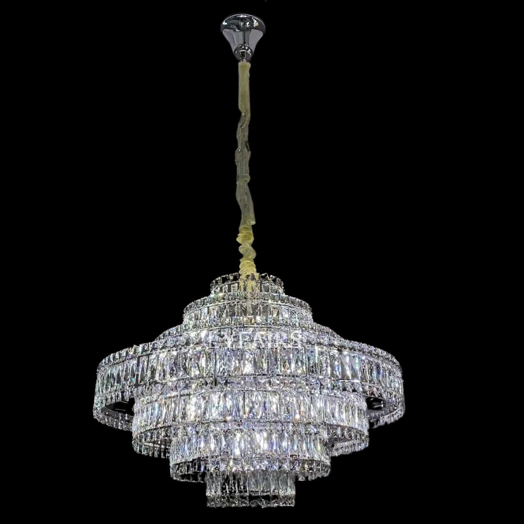 Delicate Light Luxury Multi-Layers Silver Round Crystal Chandelier for Living / dining Room / bedroom /