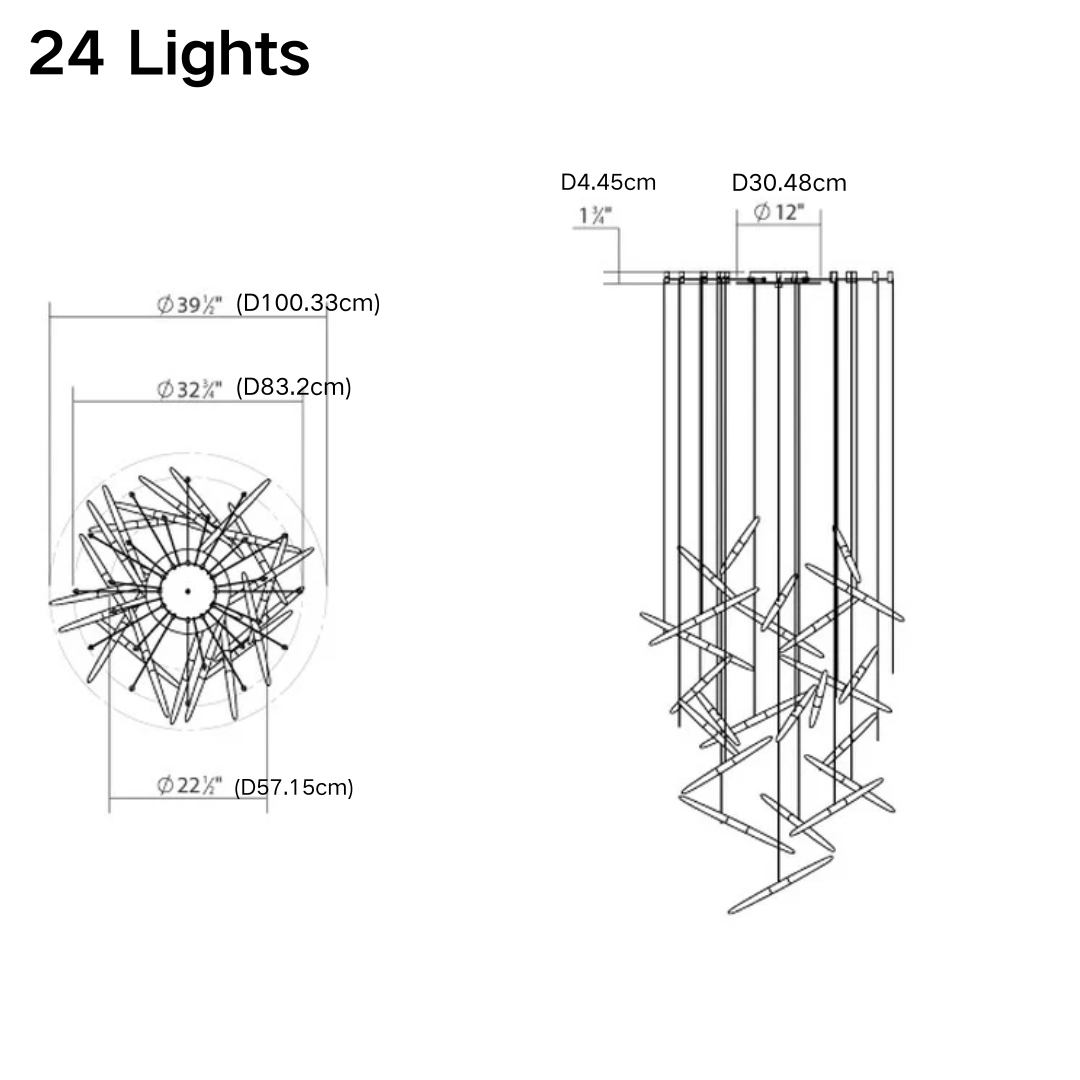 Modern Floating Acrylic Stick Chandelier for High-Ceiling