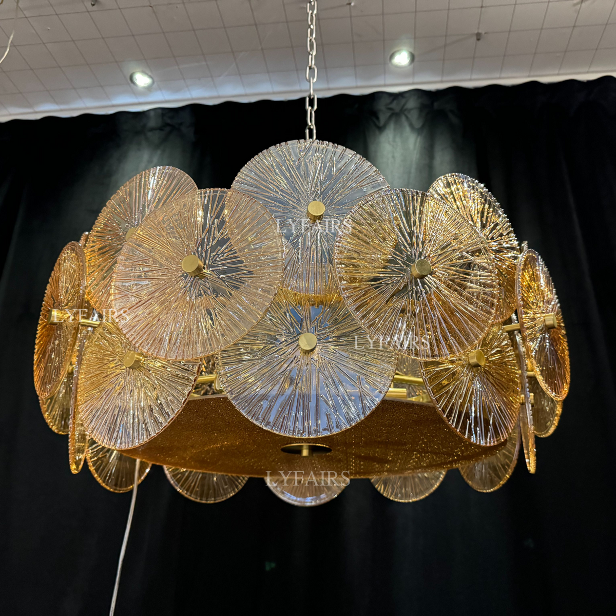 Light Luxury Art Design Creative Round Multi-Tiered Glass Chandelier for Living Room / bedroom