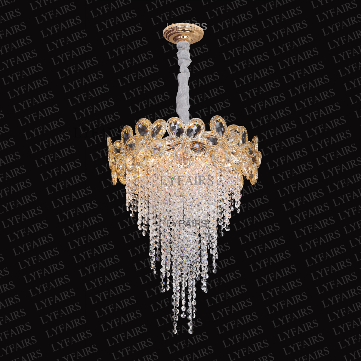 Modern Flower Crystal Tassel Chandelier for Living Room / dining Room