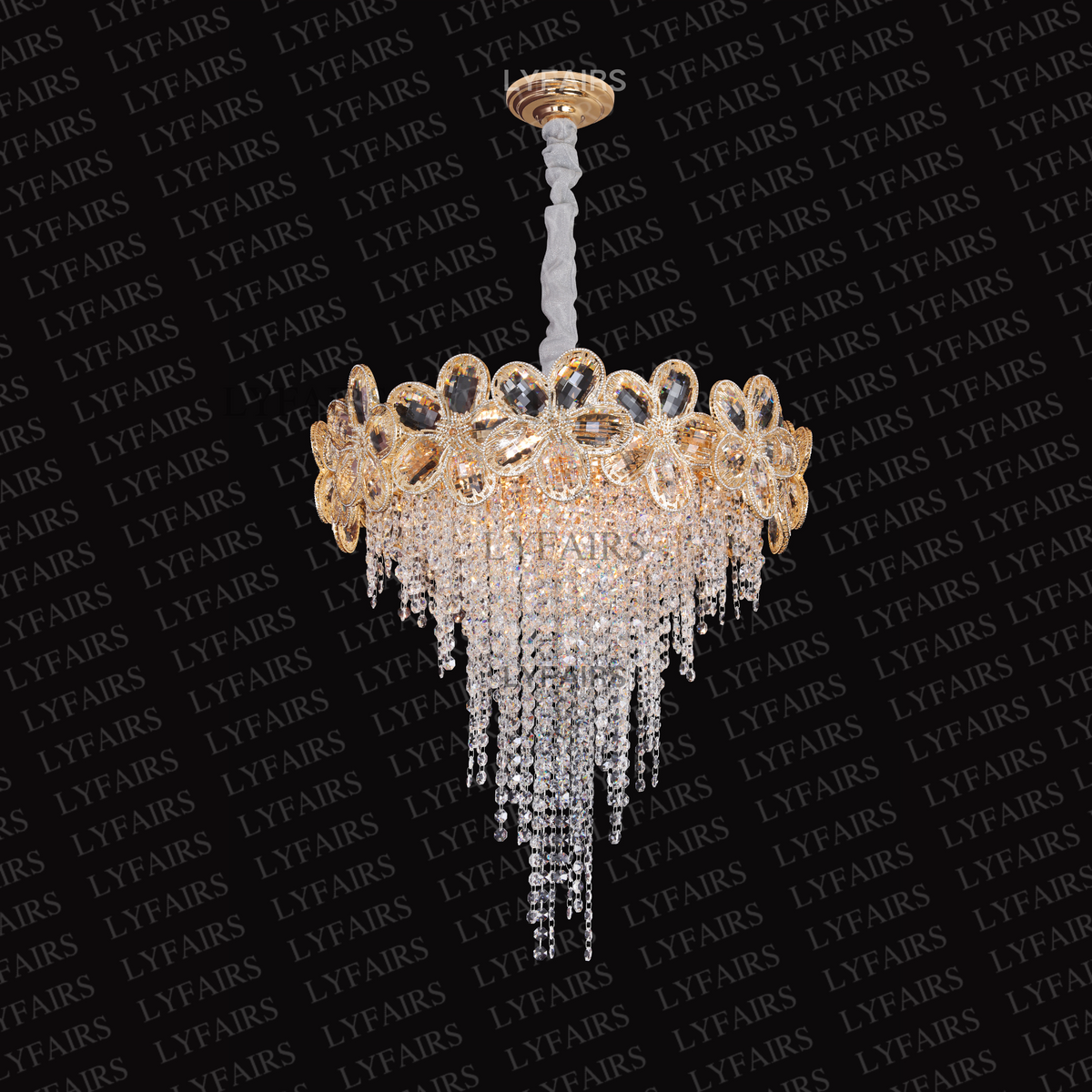 Modern Flower Crystal Tassel Chandelier for Living Room / dining Room