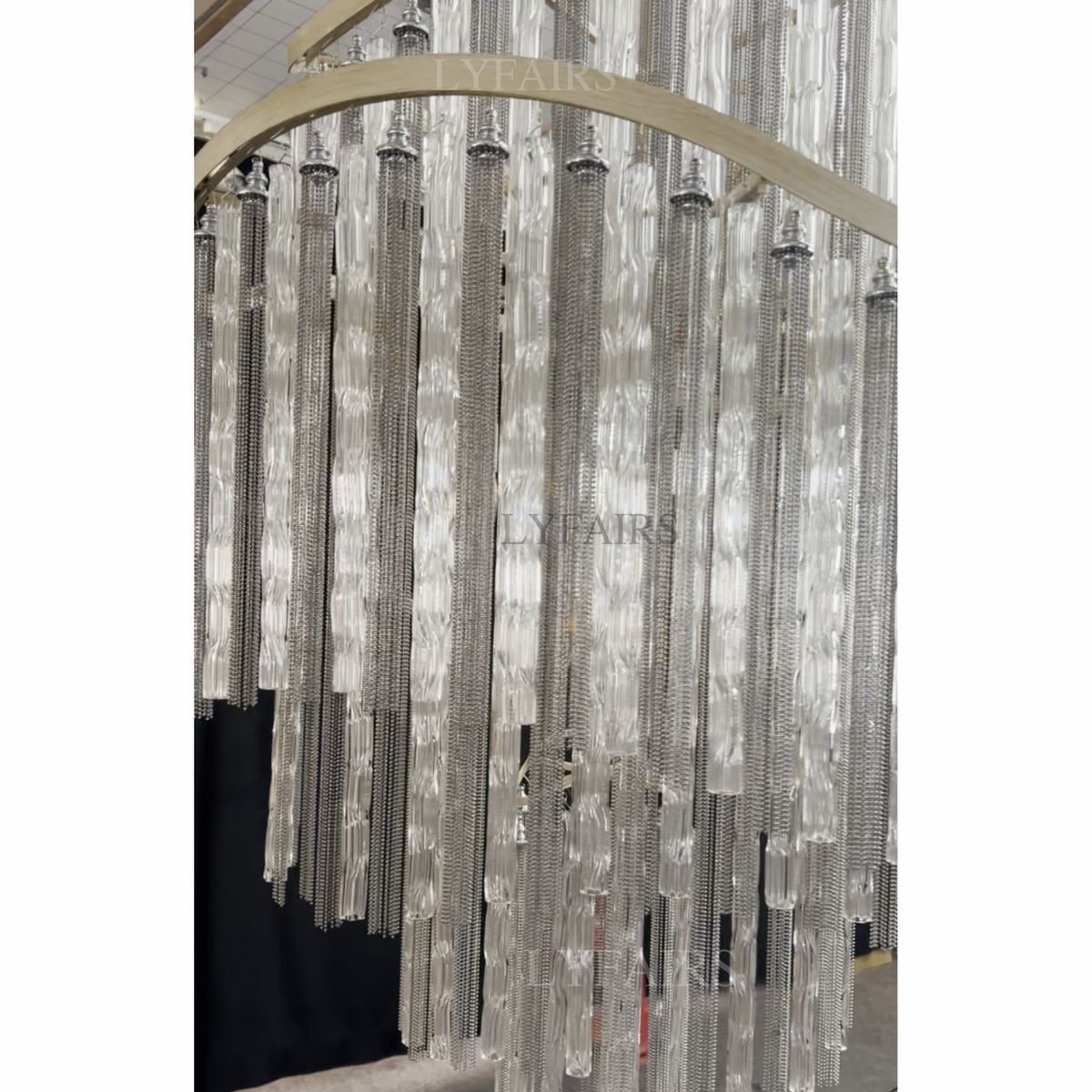 Huge Post-Modern Hollow Glass Tube Tassel Chandelier for Living Room / foyer / villa / stairs