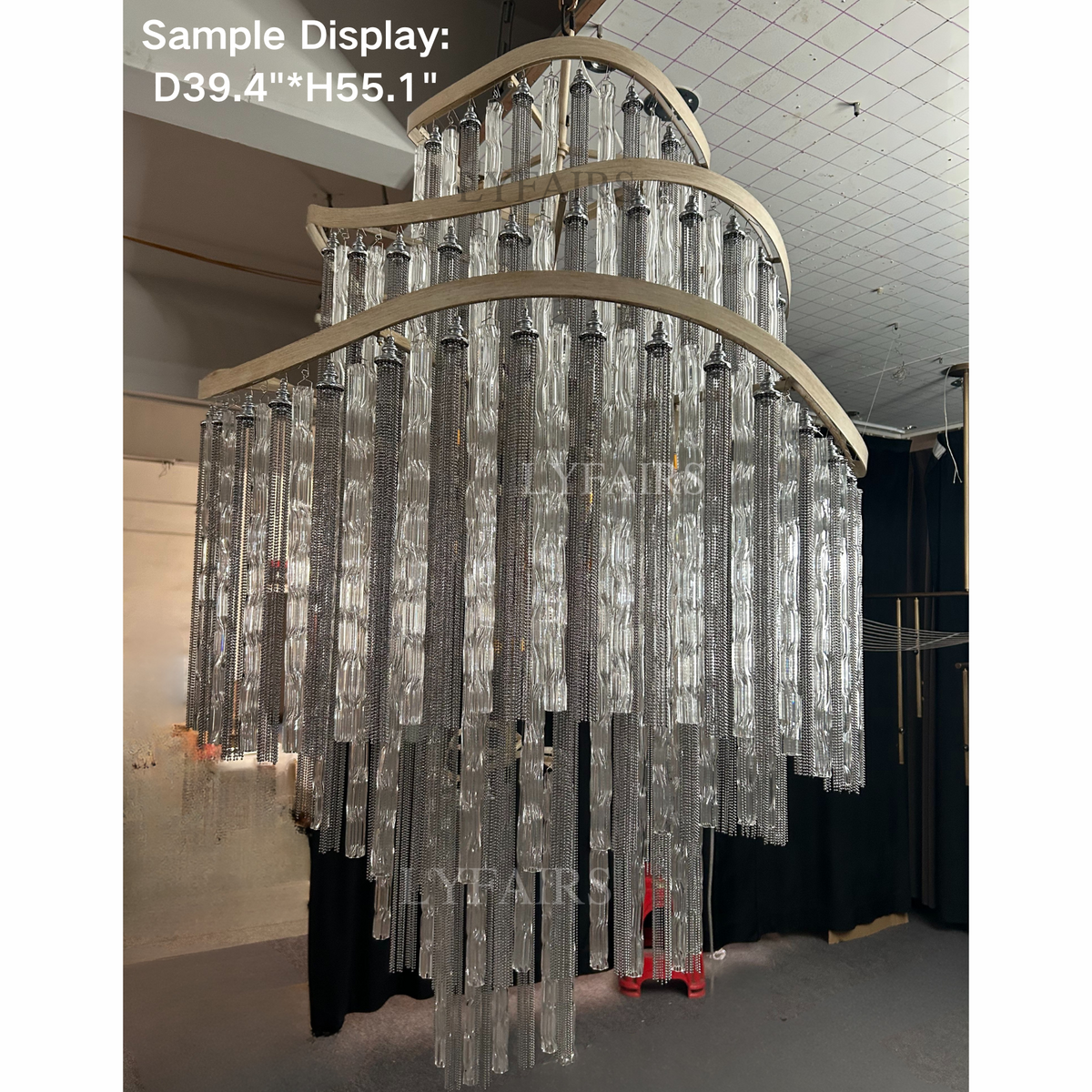 Huge Post-Modern Hollow Glass Tube Tassel Chandelier for Living Room / foyer / villa / stairs