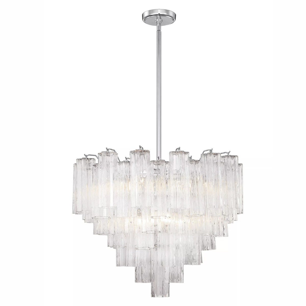 Modern Multi-Tiered Tubular Glass Chandelier for Low-Ceiling