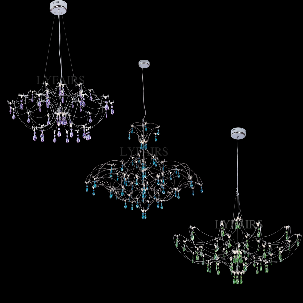 Modern Art Design Dreamcatcher-Inspired Firefly Coloful Crystal Chandelier