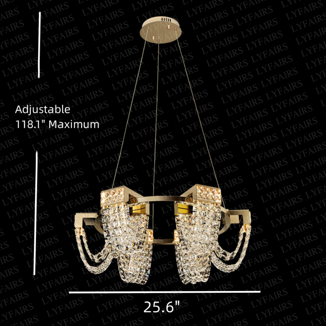 Luxury Newly Crystal Chandelier in Champagne Gold Finish with Round Tiered Design and K9 Crystal