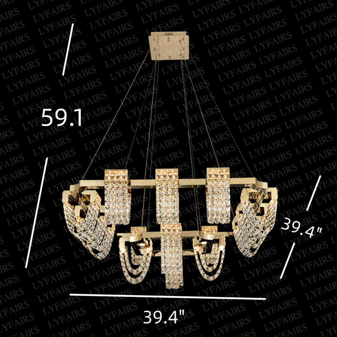 Luxury Newly Crystal Chandelier in Champagne Gold Finish with Round Tiered Design and K9 Crystal