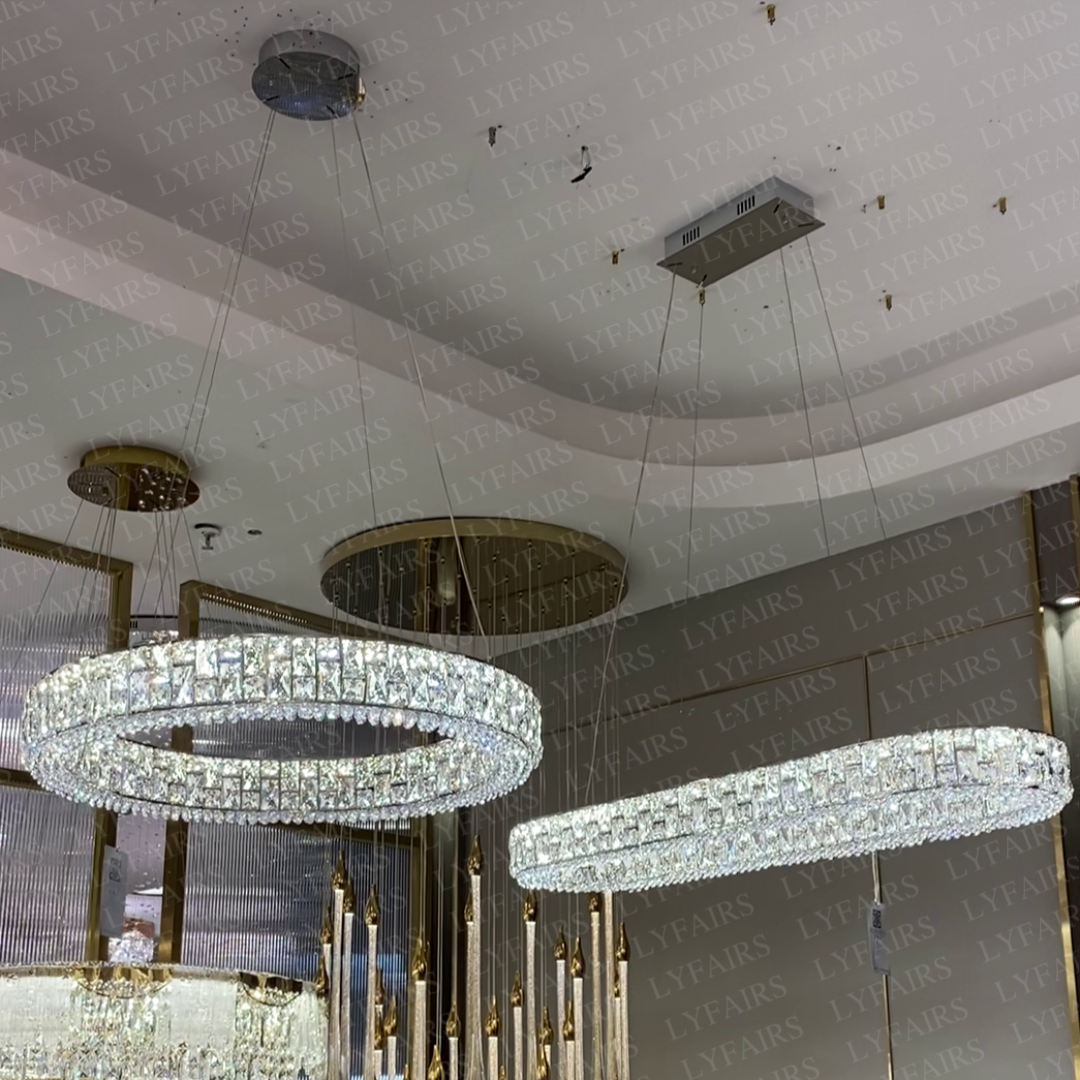 Light Luxury Round / oval Spliced Crystal Chandelier for Living / dining Room / kitchen Island