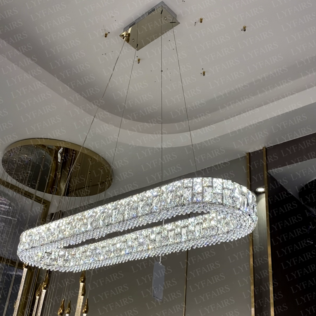 Light Luxury Round / oval Spliced Crystal Chandelier for Living / dining Room / kitchen Island