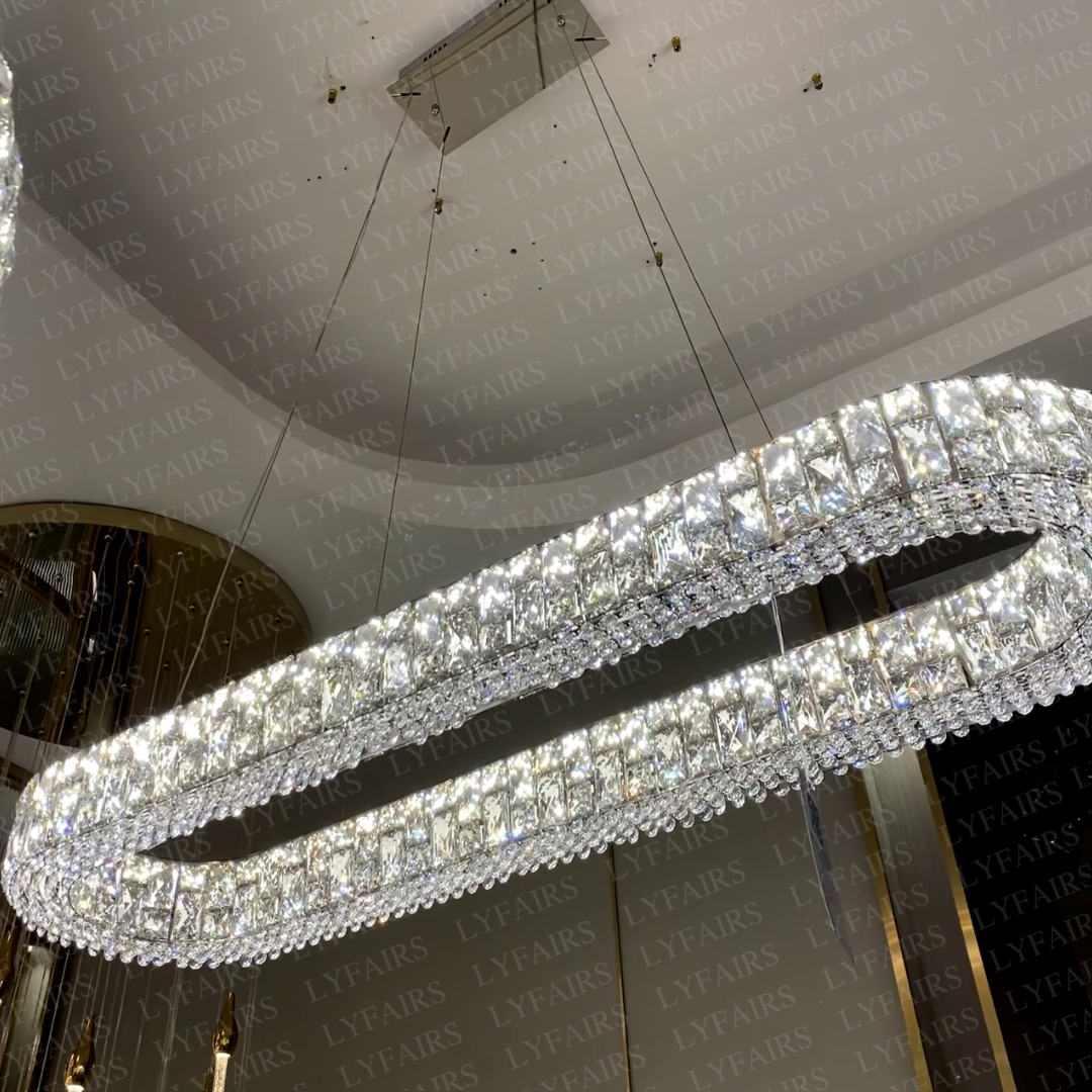 Light Luxury Round / oval Spliced Crystal Chandelier for Living / dining Room / kitchen Island