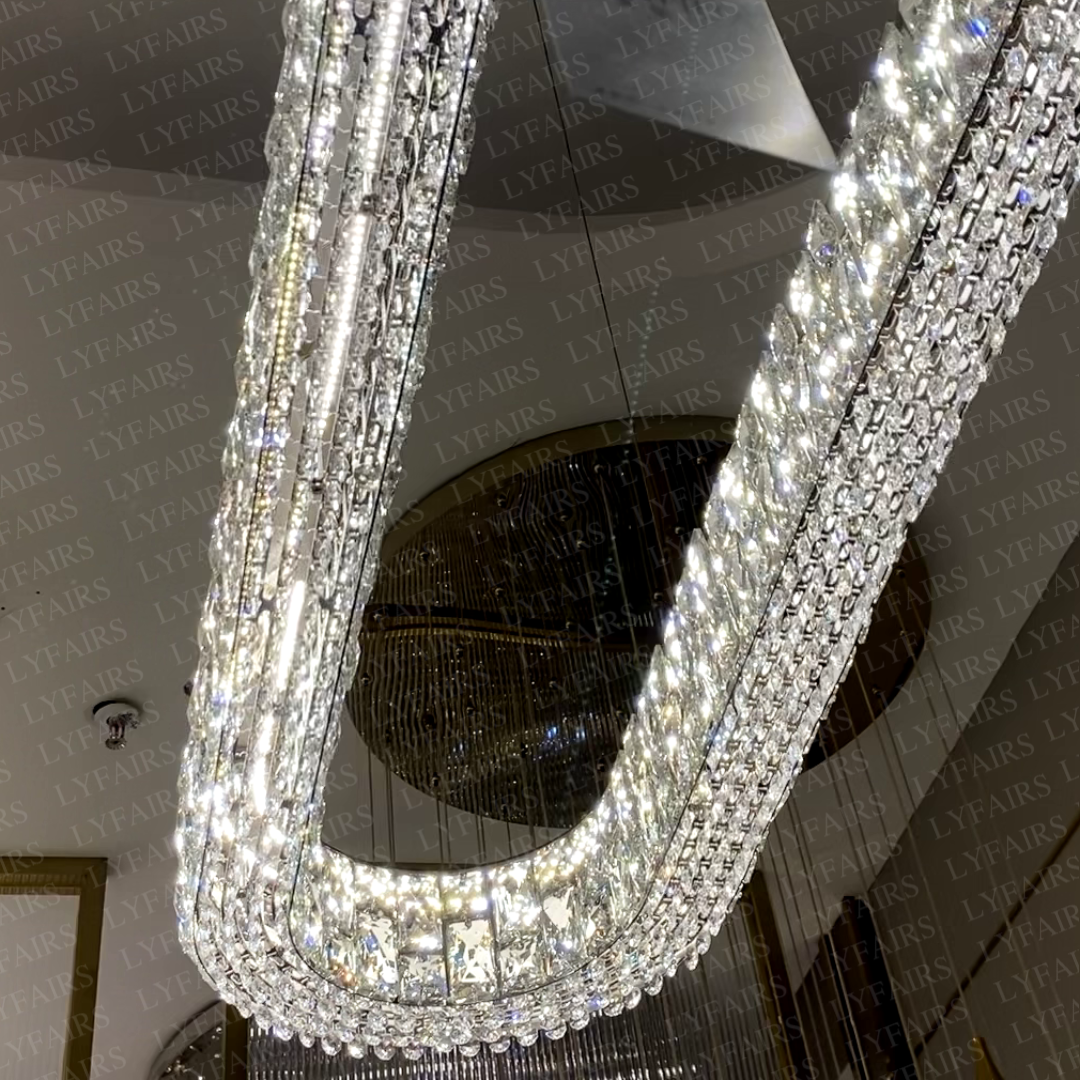 Light Luxury Round / oval Spliced Crystal Chandelier for Living / dining Room / kitchen Island