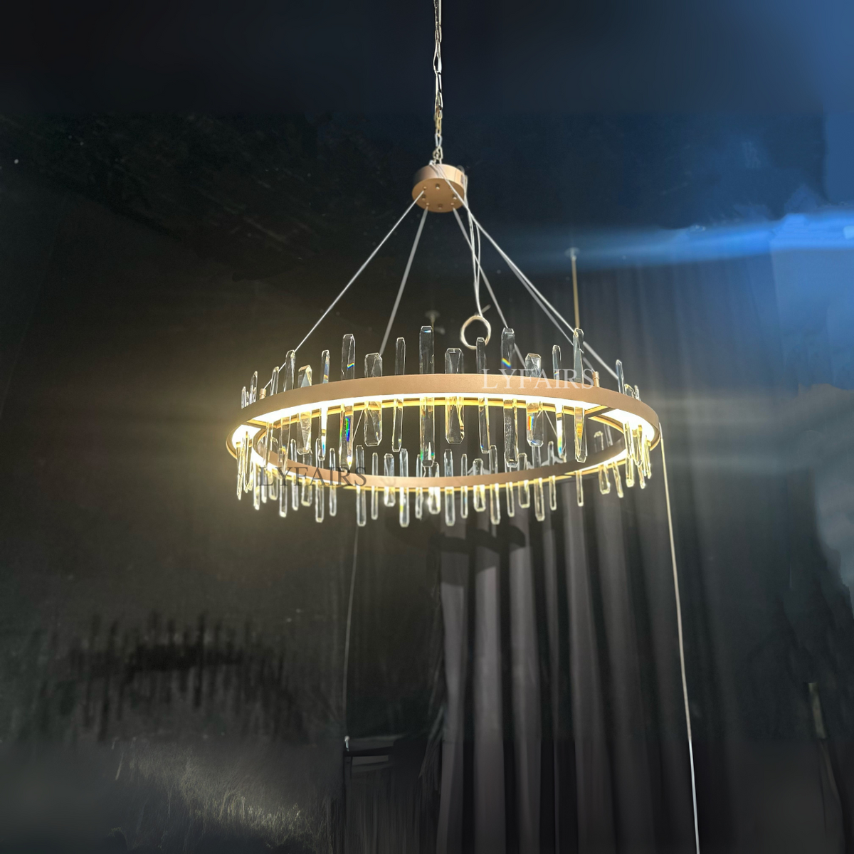 Modern Round K9 Crystal Chandelier with Stainless Steel Finish