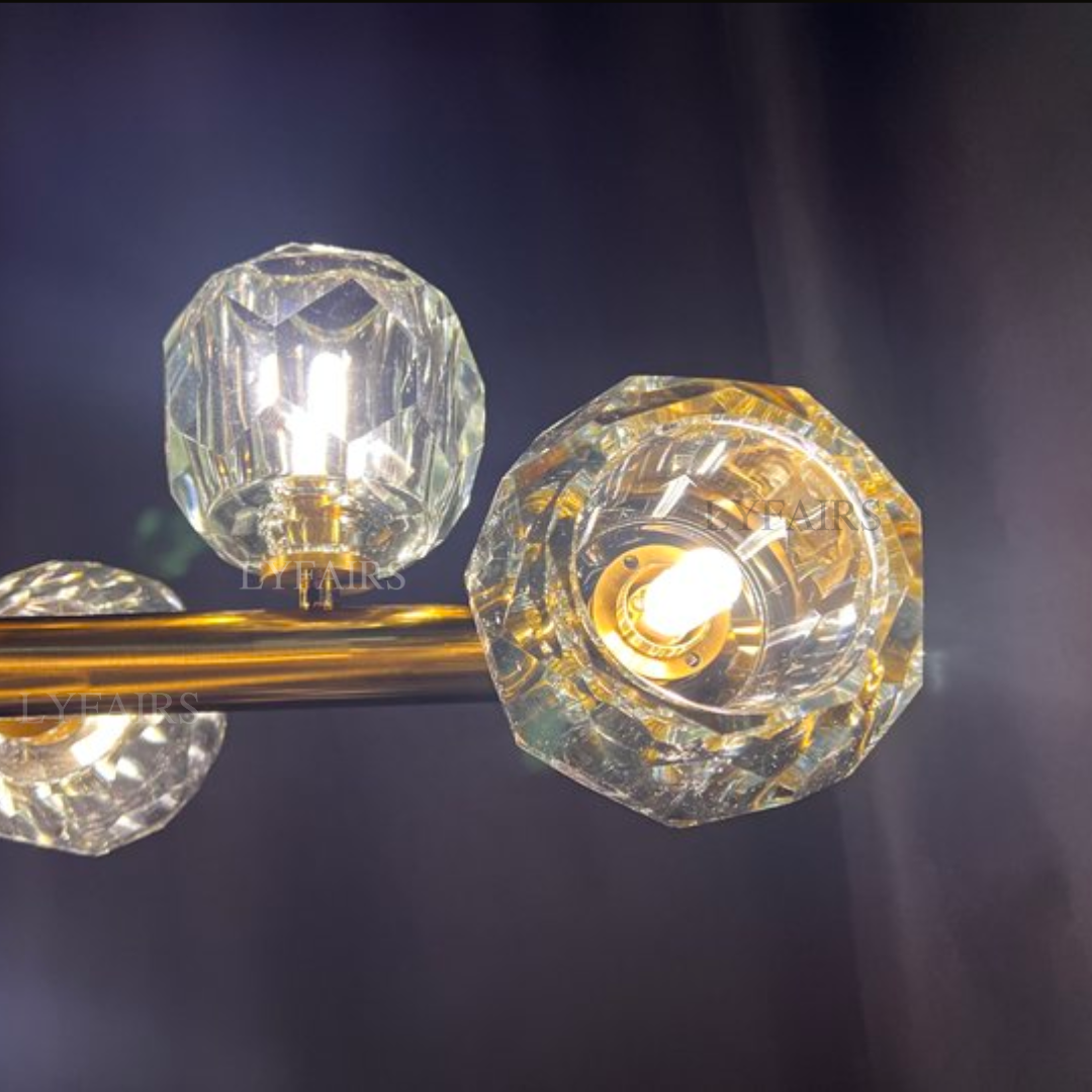 Luxury Pure Copper Chandelier K9 Crystal Dining Room Chandelier Modern Gold Ceiling Popular Molecular Bar