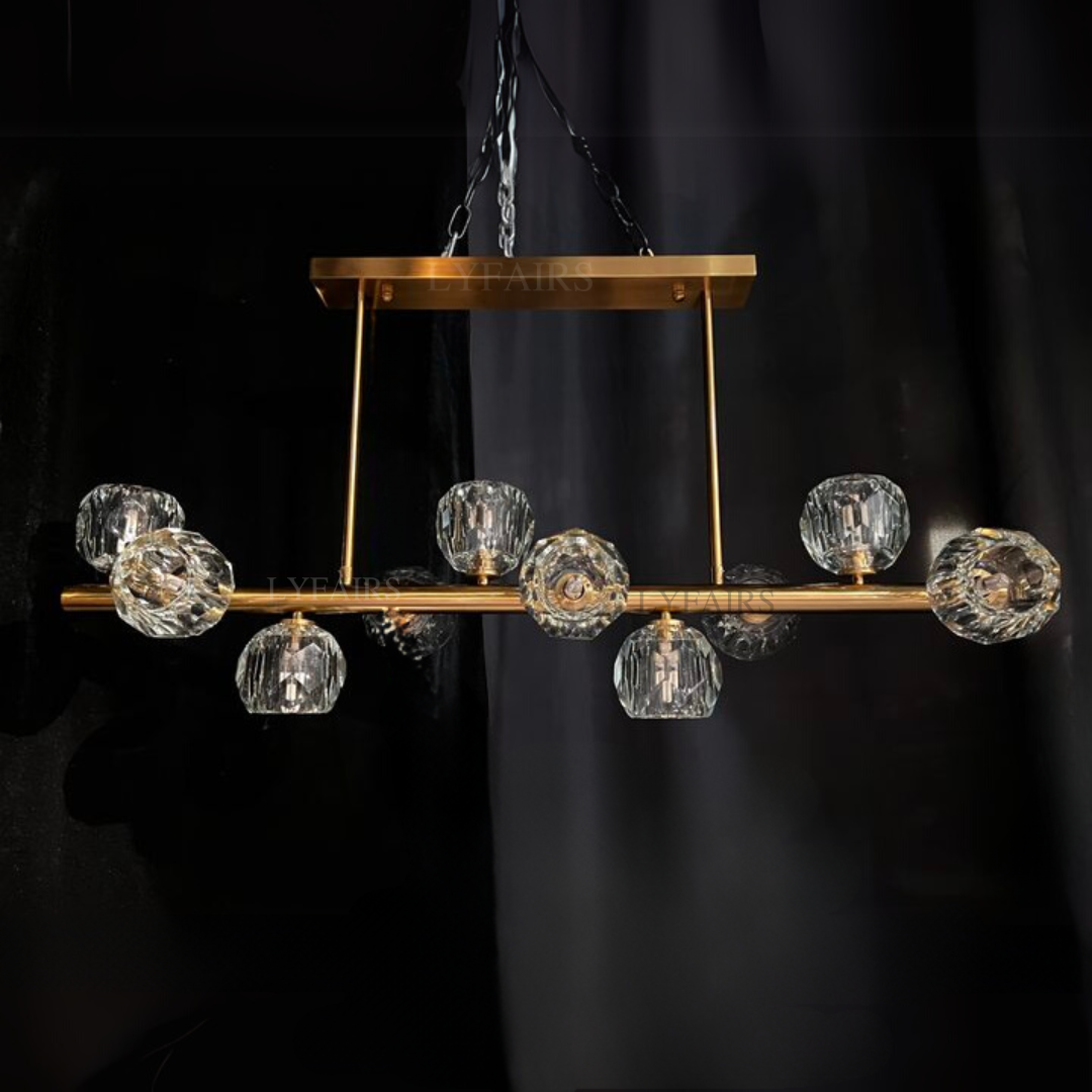 Luxury Pure Copper Chandelier K9 Crystal Dining Room Chandelier Modern Gold Ceiling Popular Molecular Bar