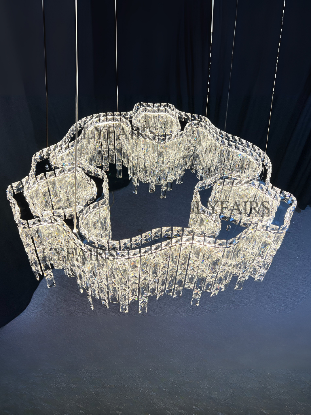 Modern Luxury Irregular Round / oval Crystal Chandelier Set for Bedroom / living Room / dining Room