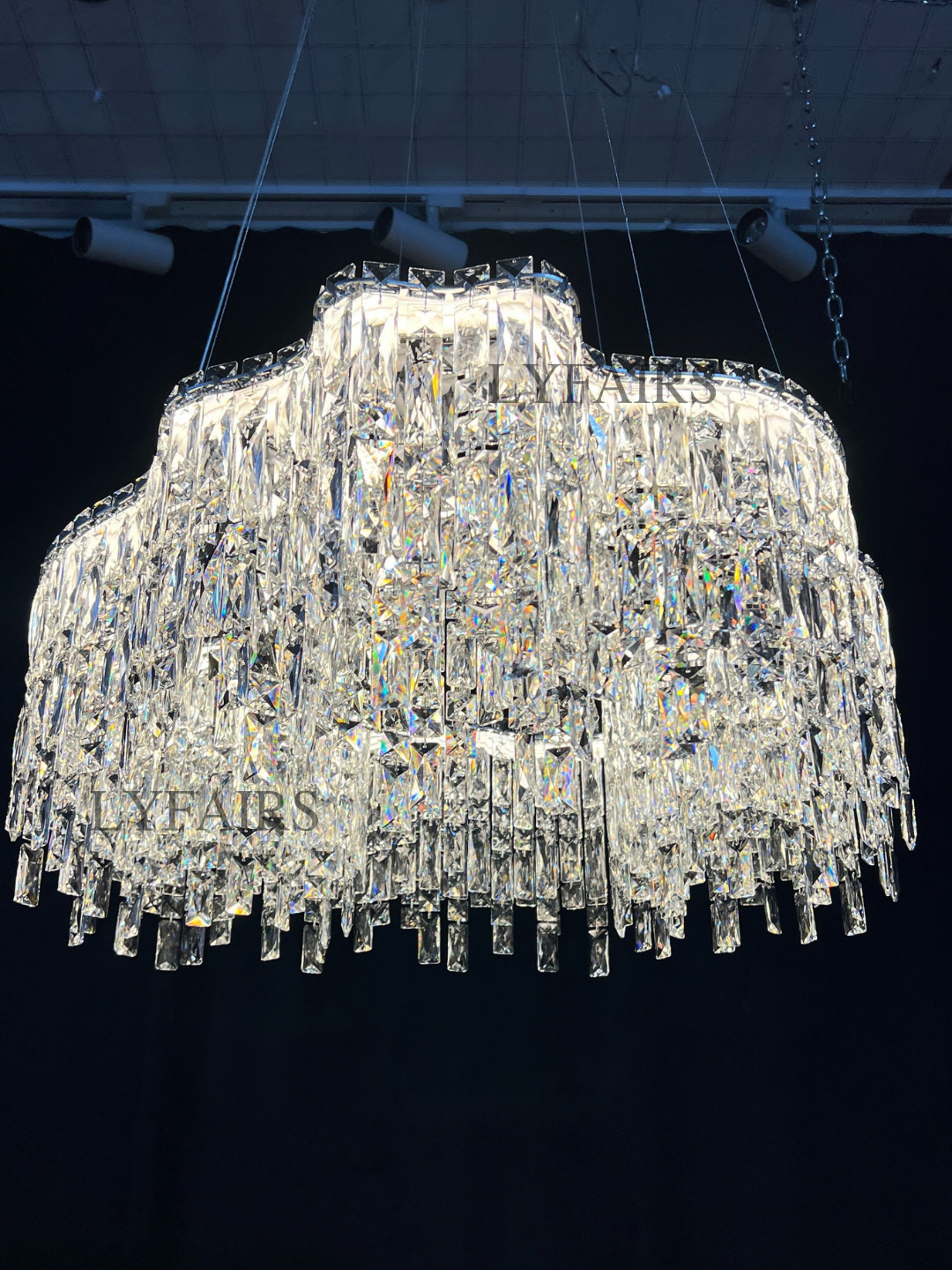 Modern Luxury Irregular Round / oval Crystal Chandelier Set for Bedroom / living Room / dining Room