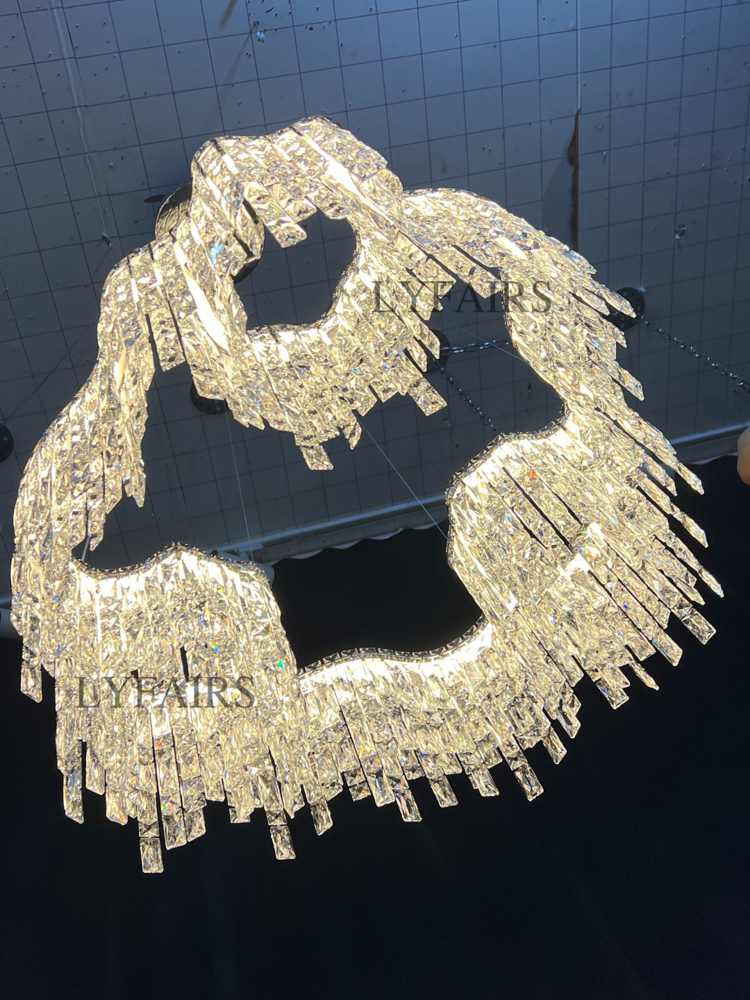 Modern Luxury Irregular Round / oval Crystal Chandelier Set for Bedroom / living Room / dining Room