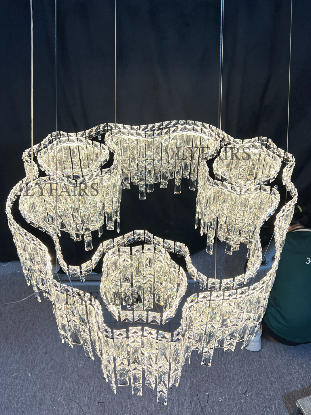 Modern Luxury Irregular Round / oval Crystal Chandelier Set for Bedroom / living Room / dining Room