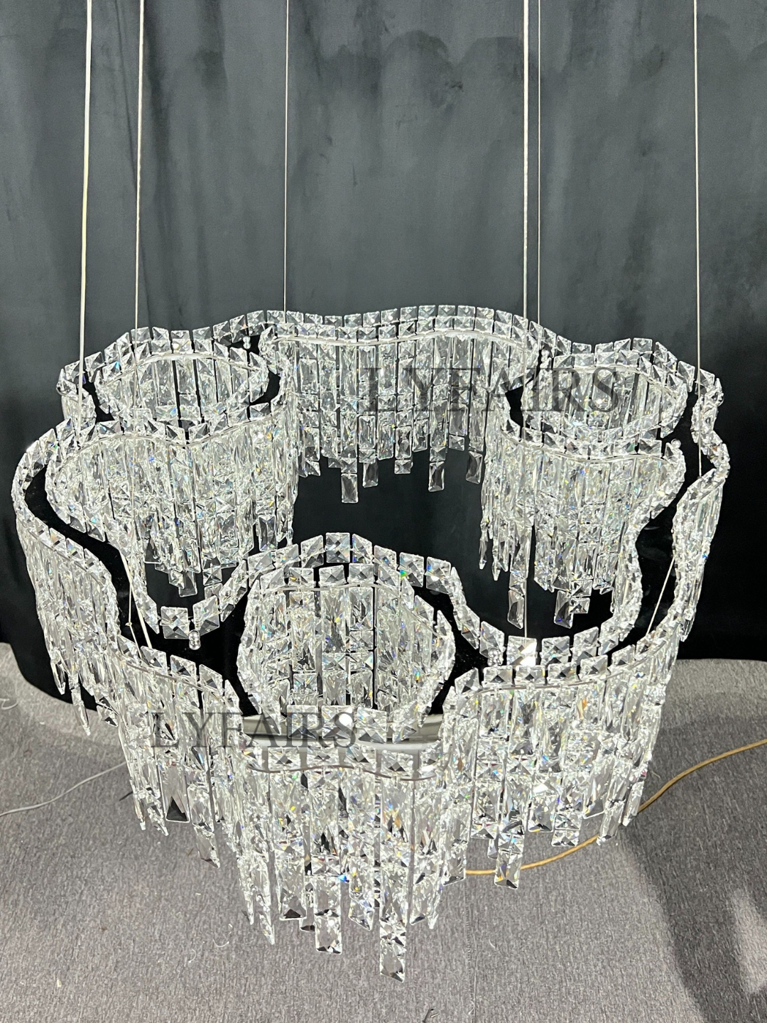 Modern Luxury Irregular Round / oval Crystal Chandelier Set for Bedroom / living Room / dining Room