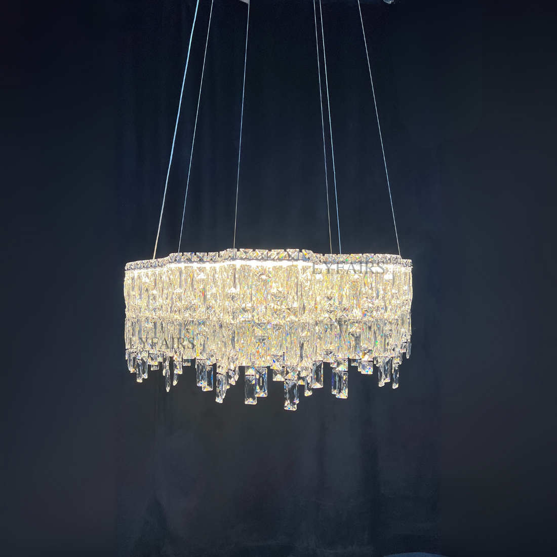 Modern Luxury Irregular Round / oval Crystal Chandelier Set for Bedroom / living Room / dining Room