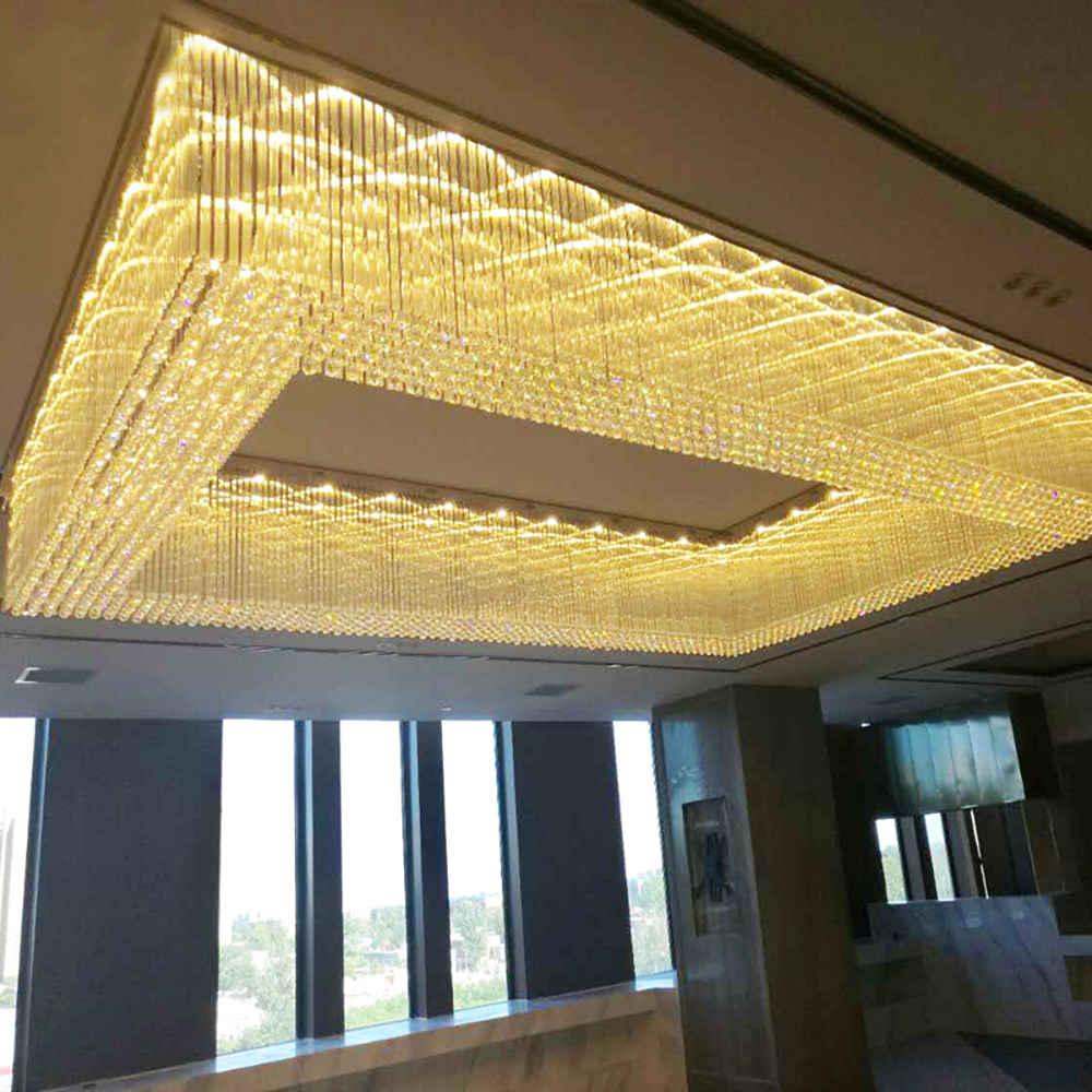 Large Square Golden Crystal Chandelier