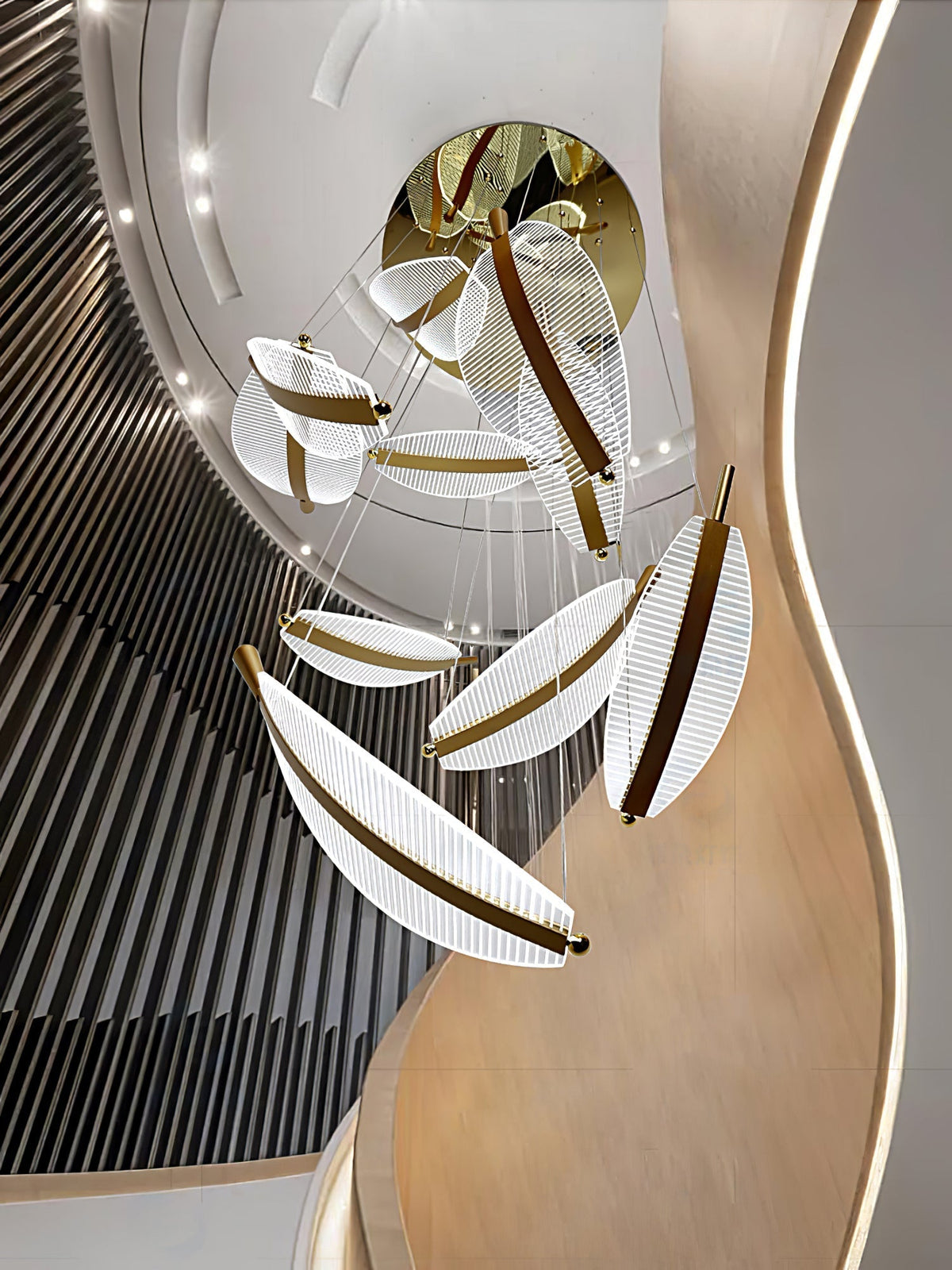 Leaf Crystal Spiral LED Chandelier
