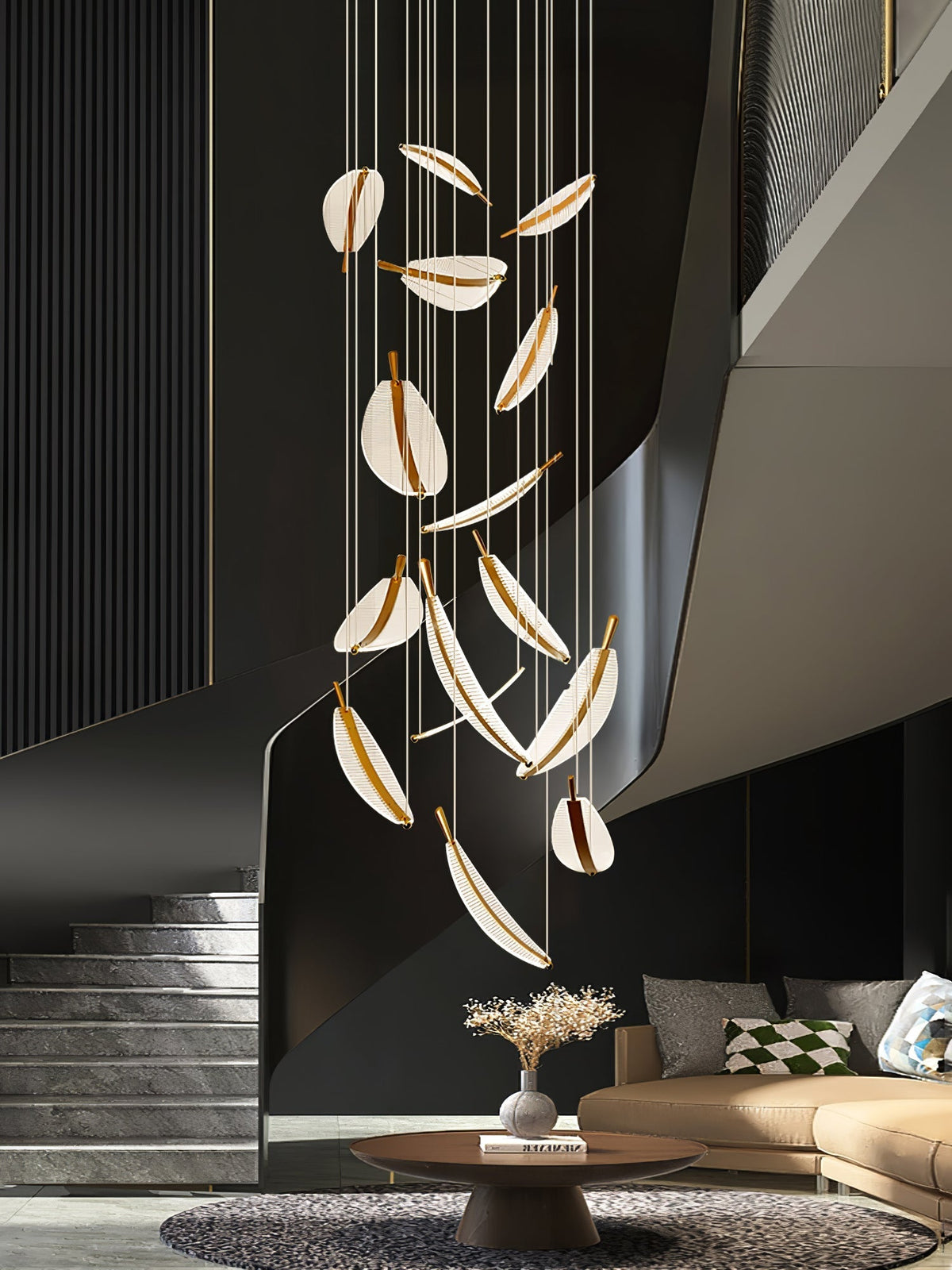 Leaf Crystal Spiral LED Chandelier