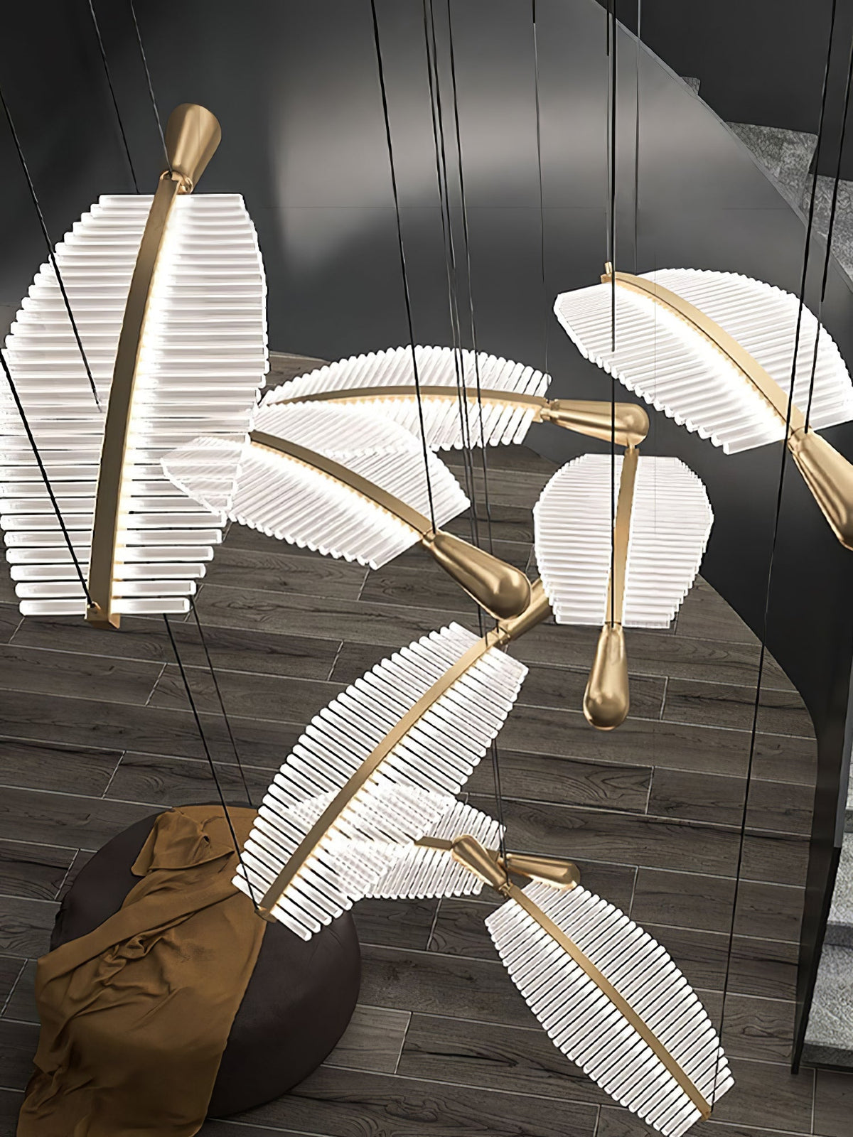 Leaf Crystal Spiral LED Chandelier
