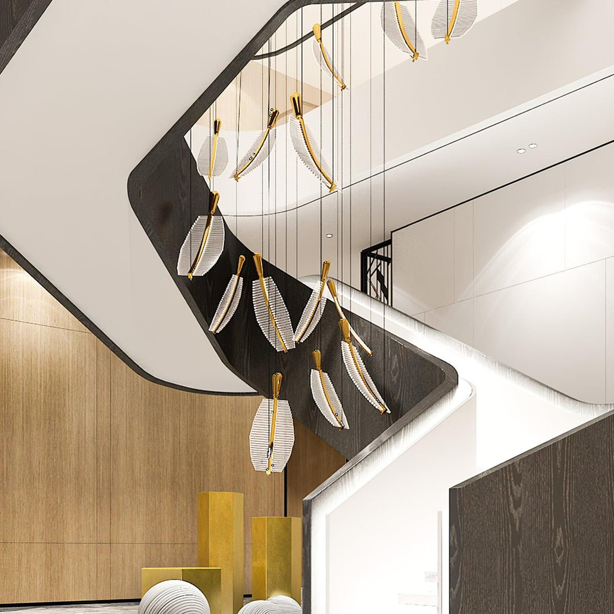 Leaf Crystal Spiral LED Chandelier
