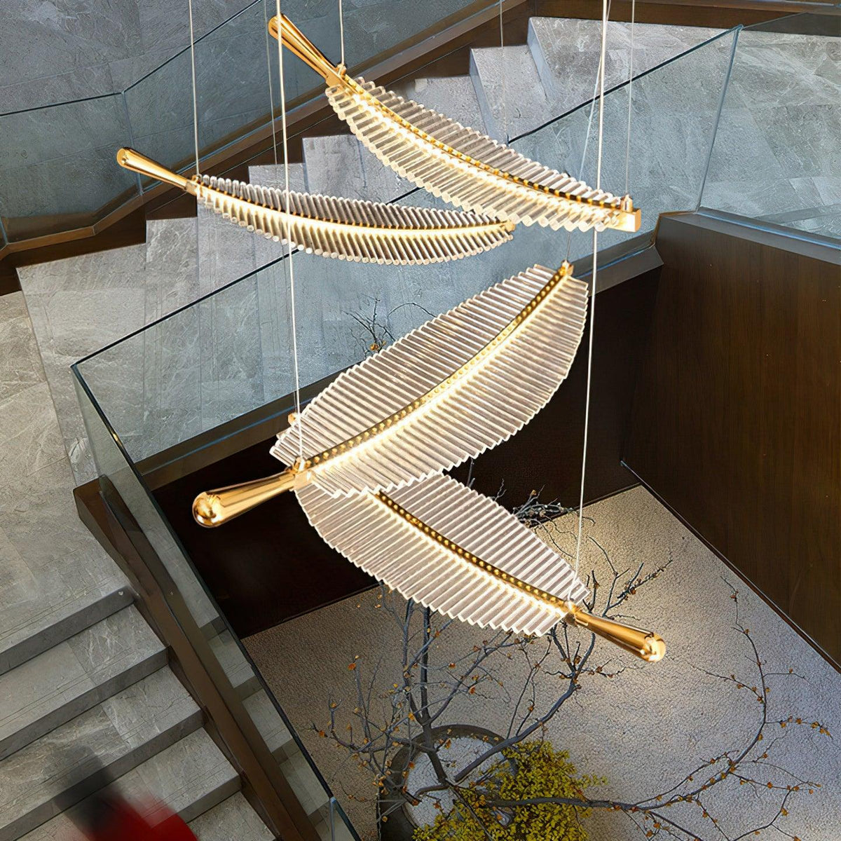 Leaf Crystal Spiral LED Chandelier
