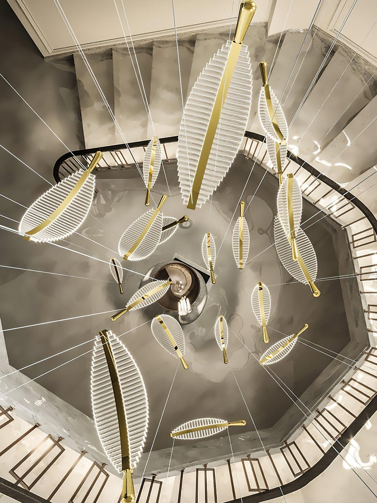 Leaf Crystal Spiral LED Chandelier