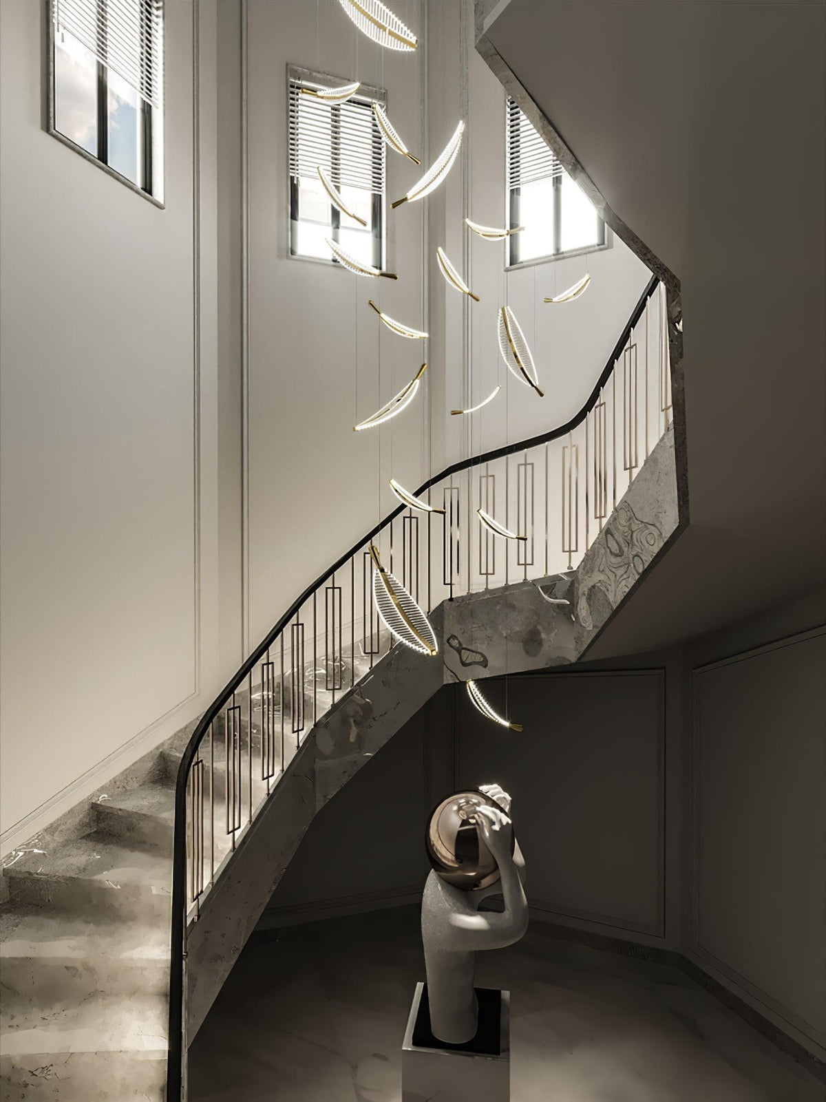 Leaf Crystal Spiral LED Chandelier