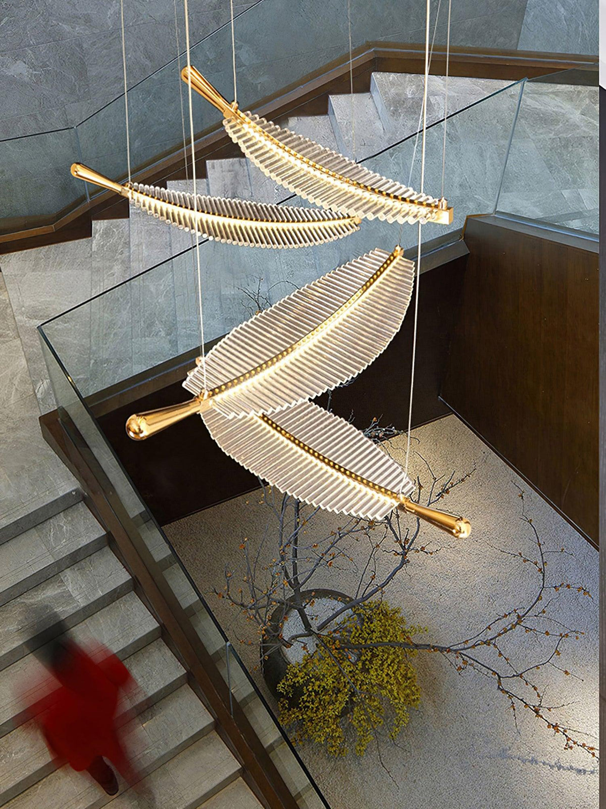 Leaf Crystal Spiral LED Chandelier