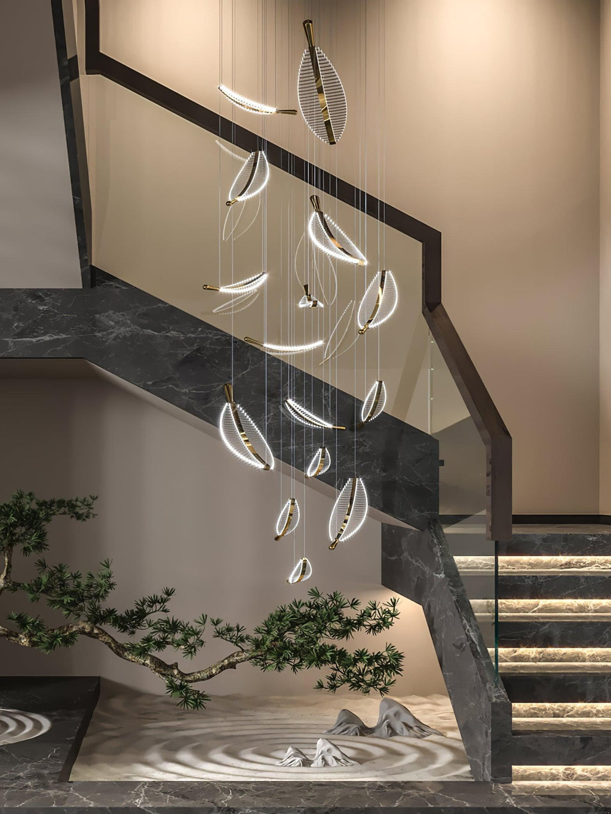 Leaf Crystal Spiral LED Chandelier