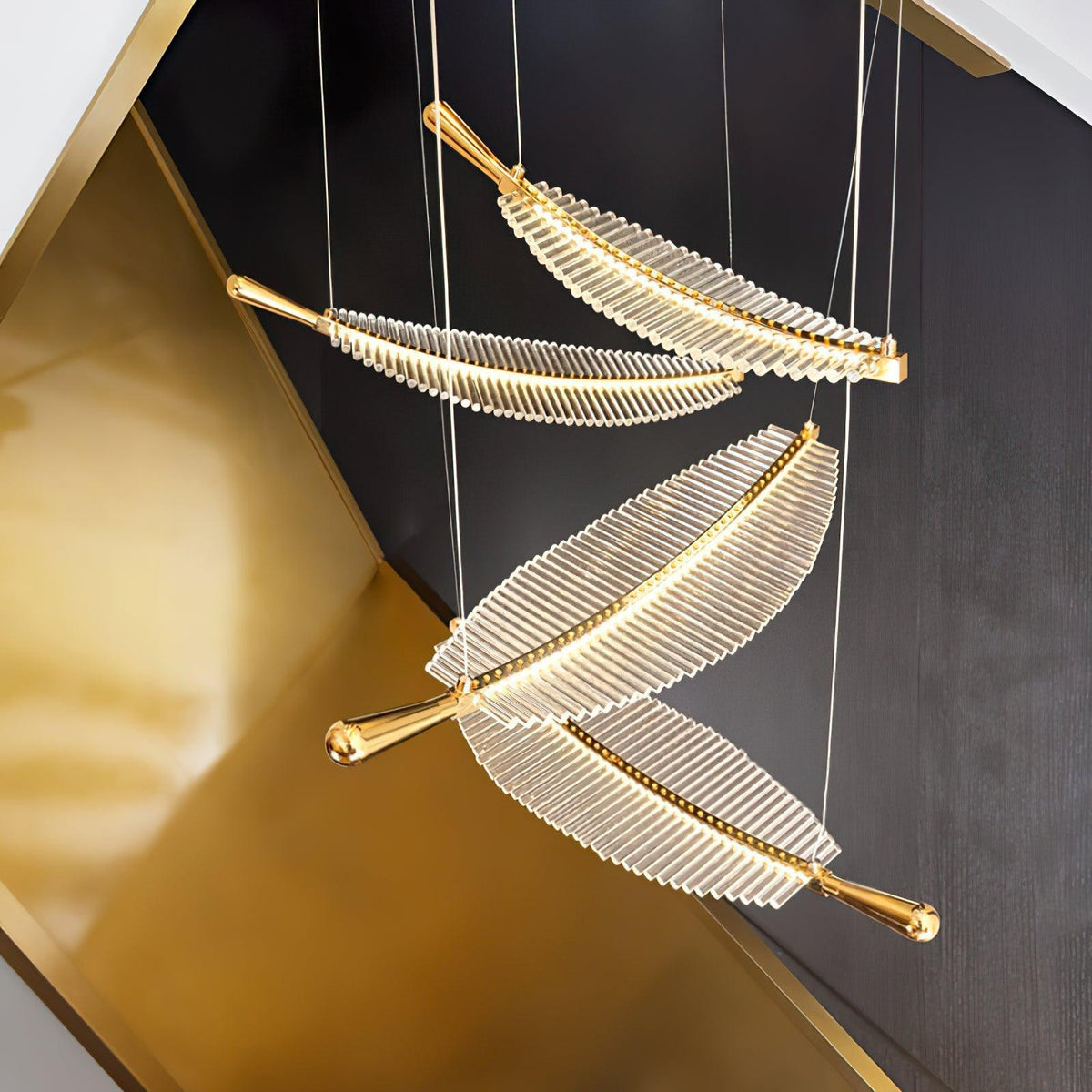 Leaf Crystal Spiral LED Chandelier