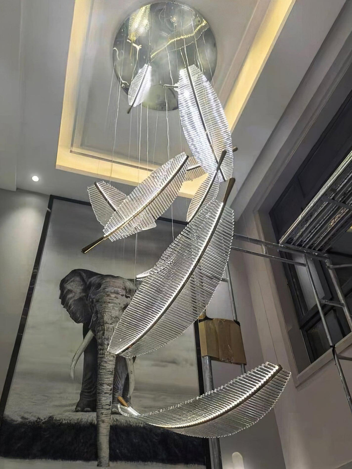 Leaf Crystal Spiral LED Chandelier