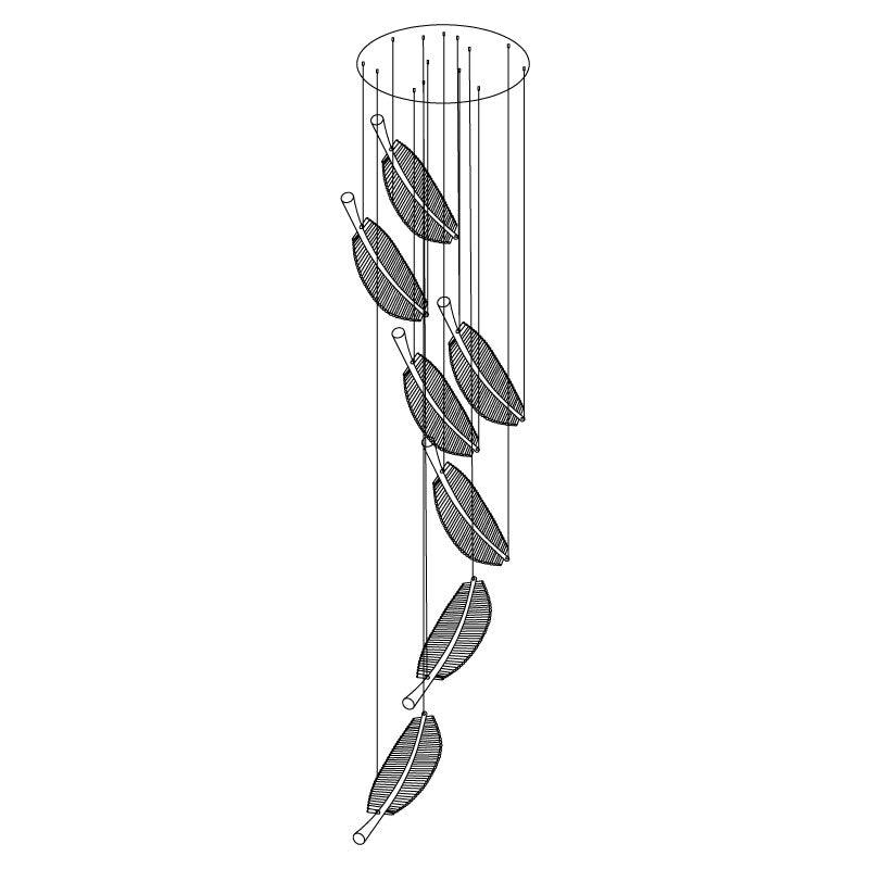 Leaf Crystal Spiral LED Chandelier
