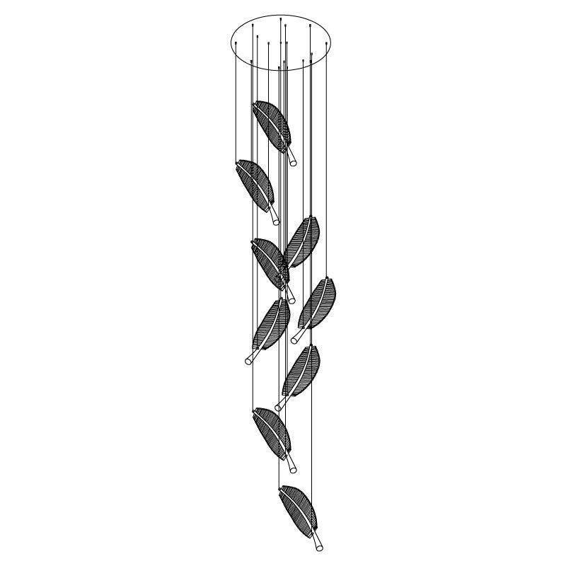 Leaf Crystal Spiral LED Chandelier