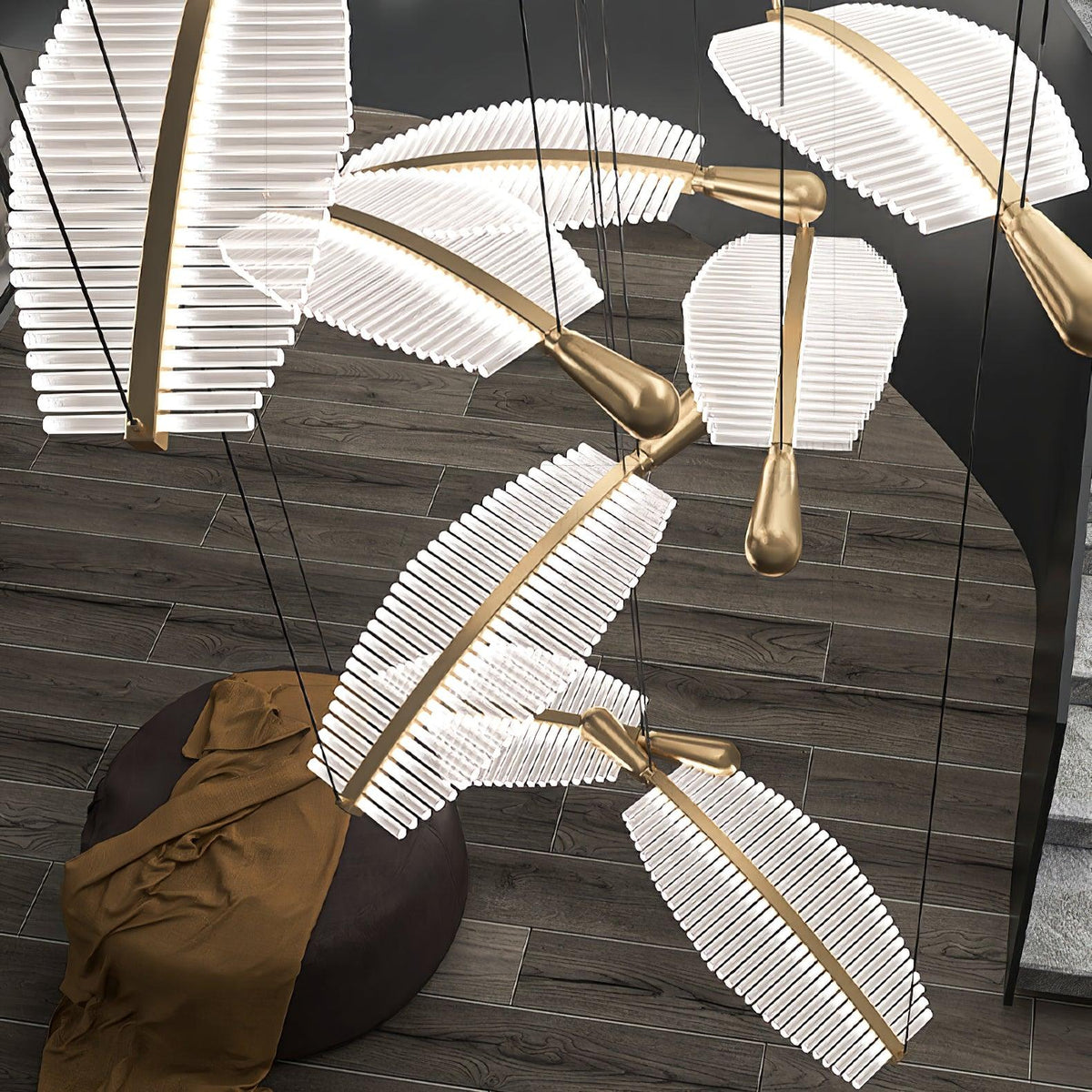 Leaf Crystal Spiral LED Chandelier