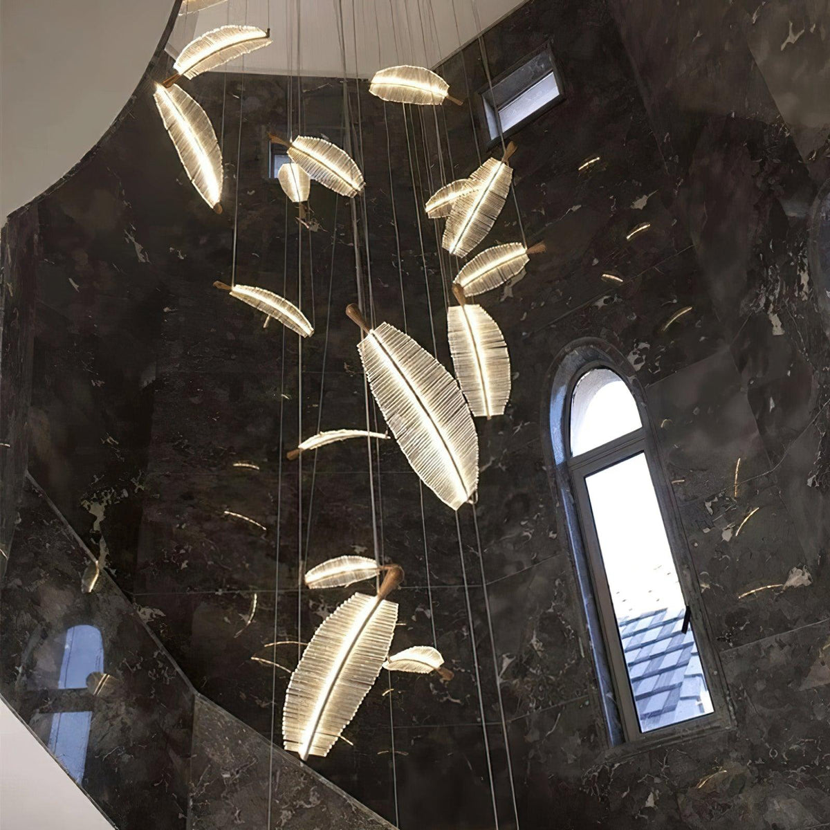 Leaf Crystal Spiral LED Chandelier