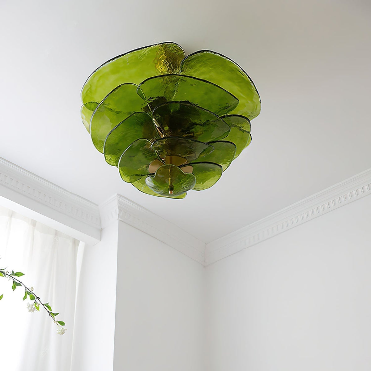 Lotus Leaf Layered Glass Chandelier