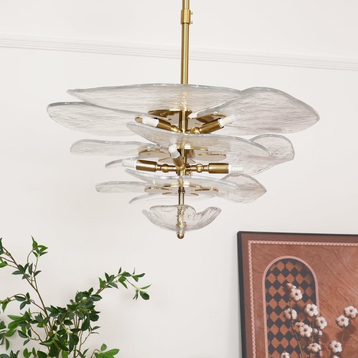 Lotus Leaf Layered Glass Chandelier