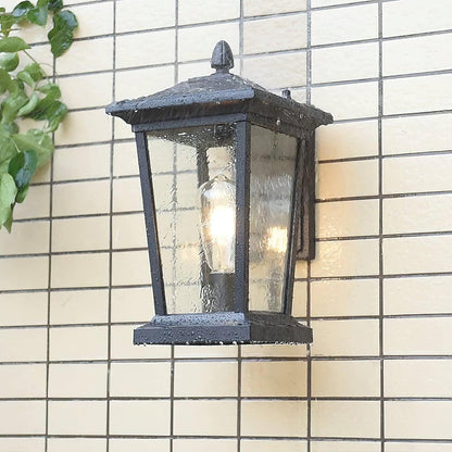 Lodge Birdcage Outdoor Wall Lamp Black Metal Clear Glass
