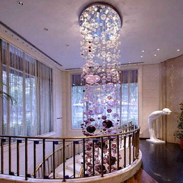 Long Glass Bubble Chandelier