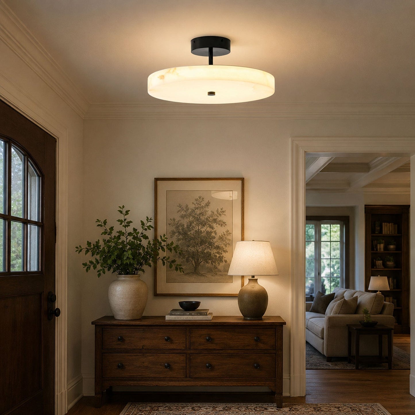 Luma Linen Drum Ceiling Light - Vakkerlight