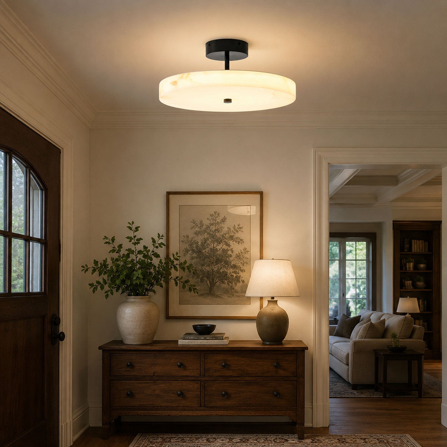 Luma Linen Drum Ceiling Light - Vakkerlight