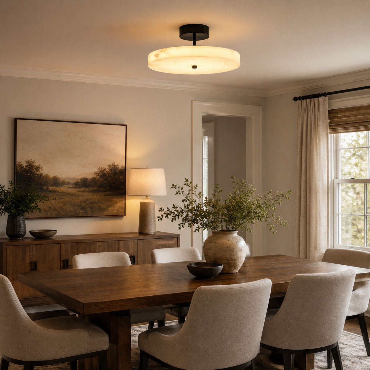 Luma Linen Drum Ceiling Light - Vakkerlight