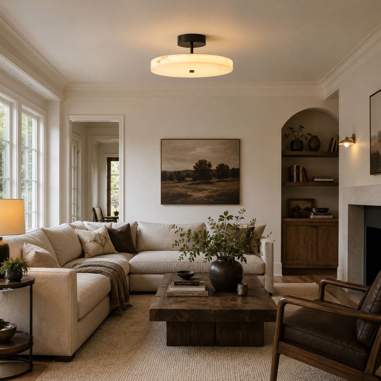 Luma Linen Drum Ceiling Light - Vakkerlight