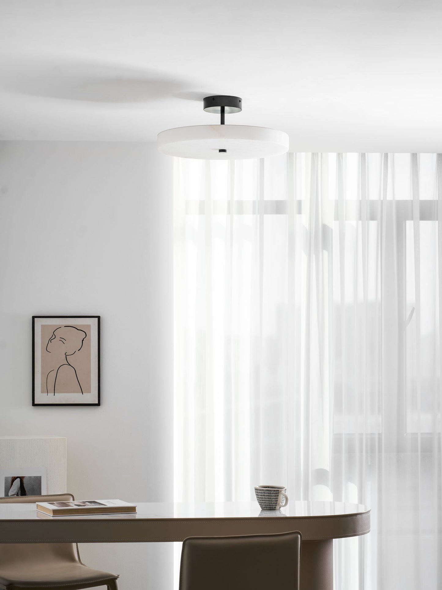 Luma Linen Drum Ceiling Light - Vakkerlight